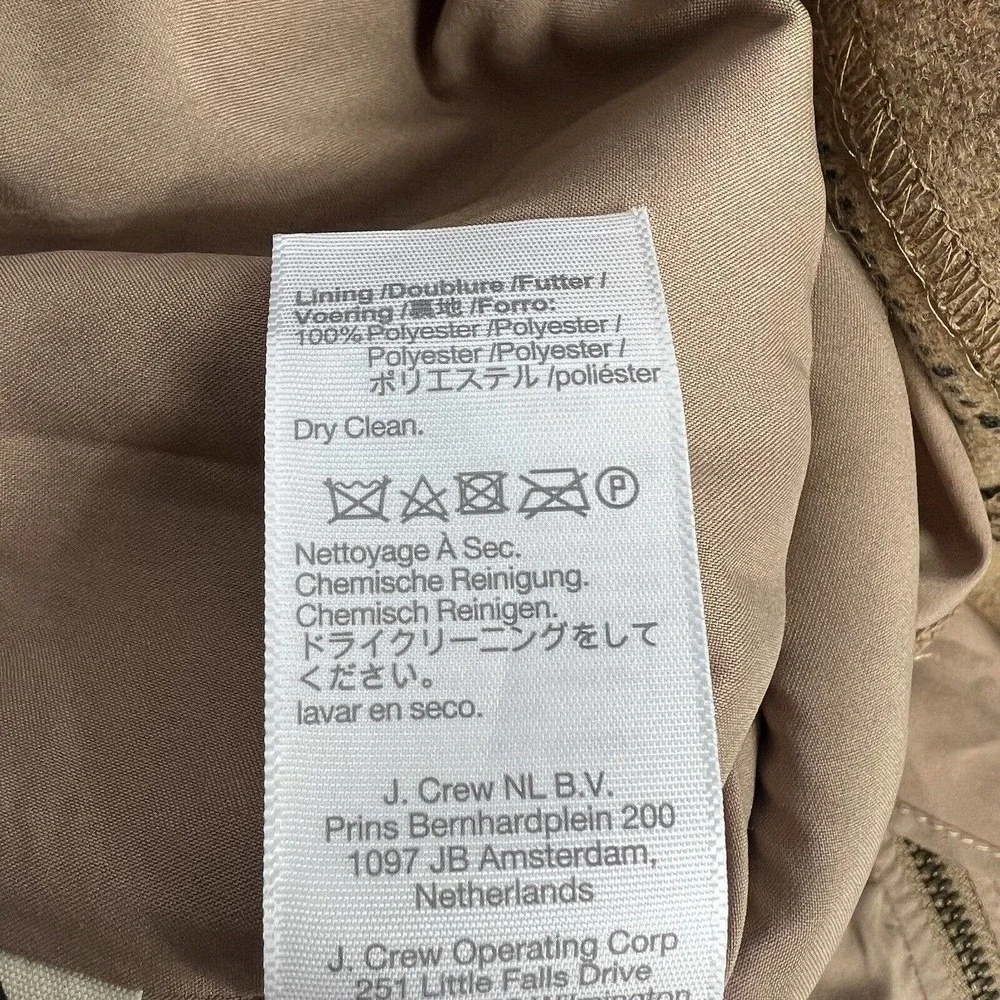 Madewell Zip Front Windowpane Mini Skirt Size 6 NWT Camel Brown Wool